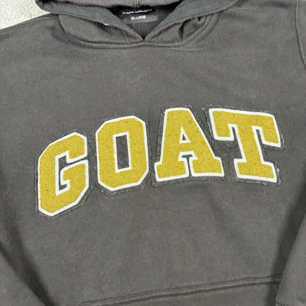 SneakGallery GOAT Hoodie Mens XXL Black Yellow Streetwear Distressing